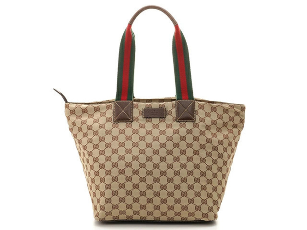 Gucci bag tote GG brown canvas calfskin
